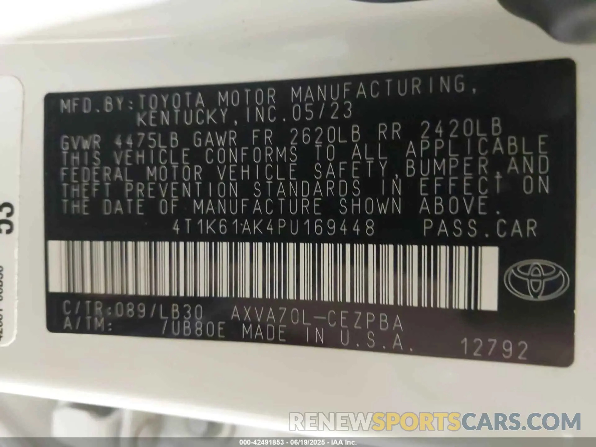 9 Photograph of a damaged car 4T1K61AK4PU169448 TOYOTA CAMRY 2023