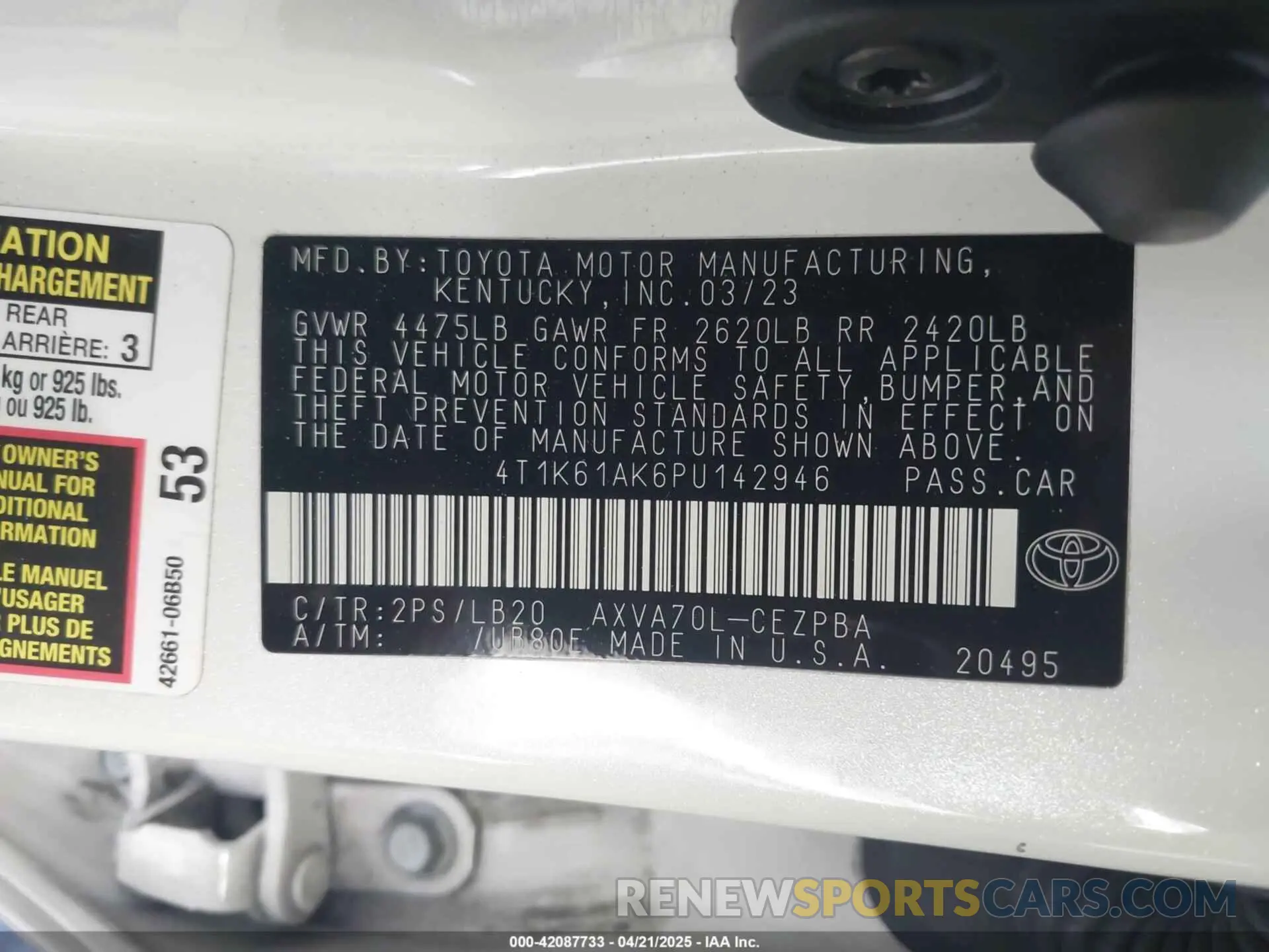 9 Фотография поврежденного автомобиля 4T1K61AK6PU142946 TOYOTA CAMRY 2023