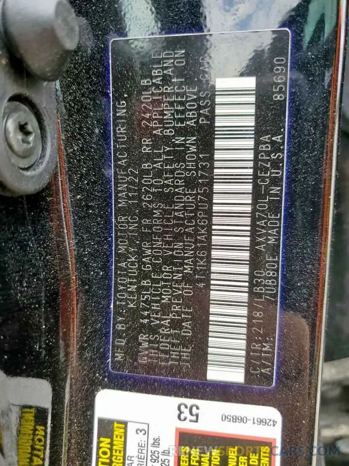 12 Фотография поврежденного автомобиля 4T1K61AK6PU751731 TOYOTA CAMRY 2023