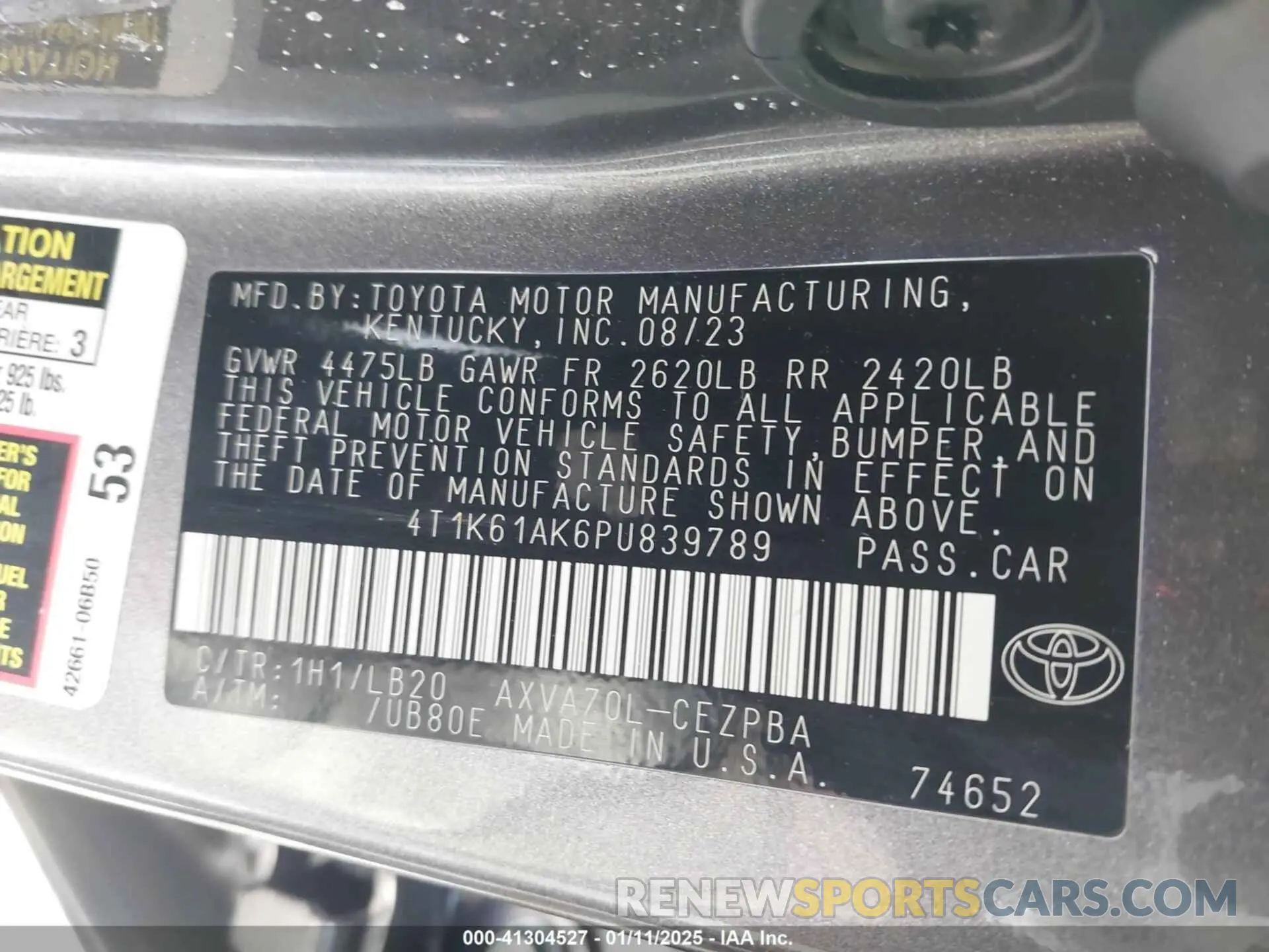 9 Фотография поврежденного автомобиля 4T1K61AK6PU839789 TOYOTA CAMRY 2023