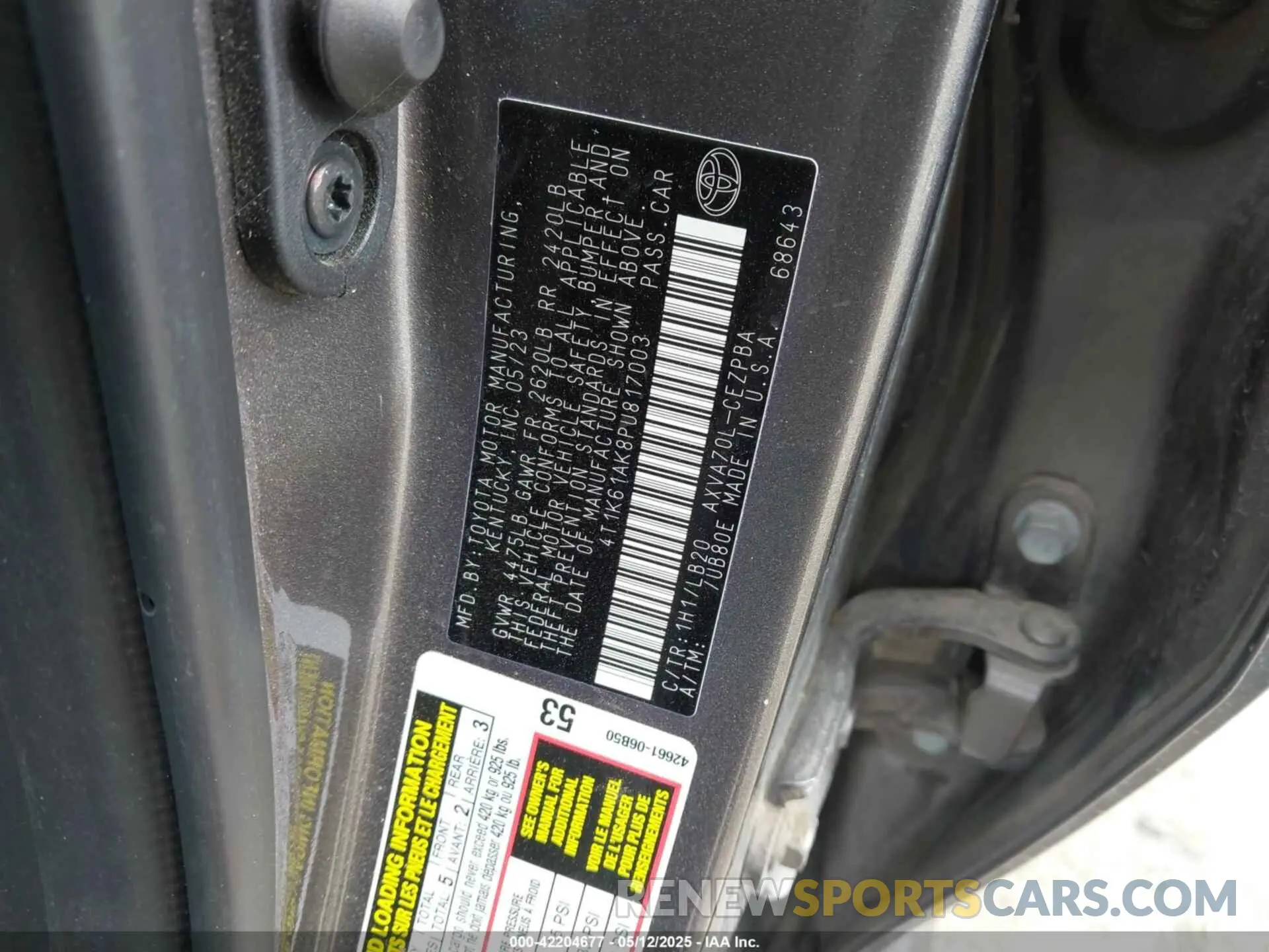 9 Photograph of a damaged car 4T1K61AK8PU817003 TOYOTA CAMRY 2023