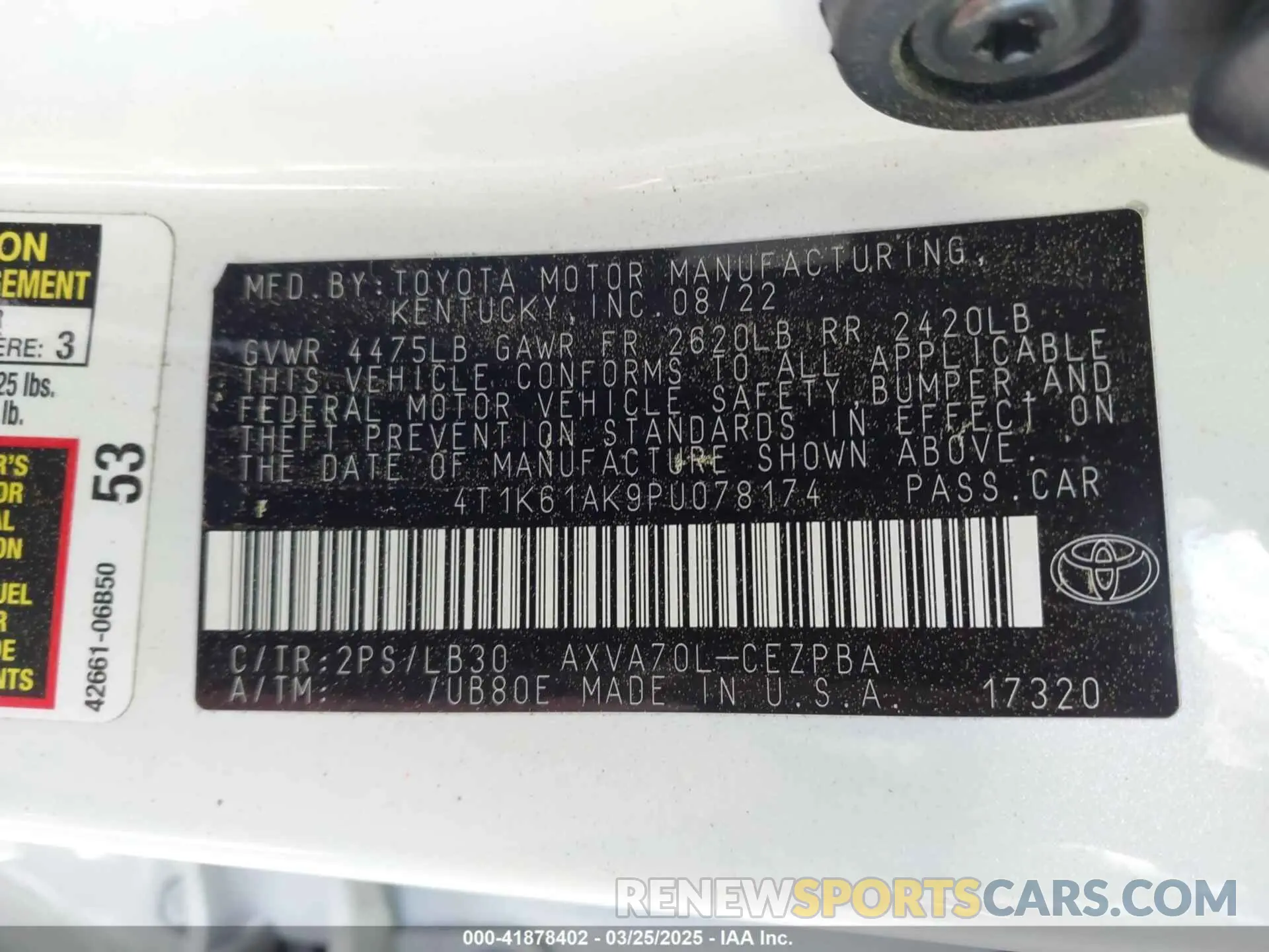 9 Фотография поврежденного автомобиля 4T1K61AK9PU078174 TOYOTA CAMRY 2023