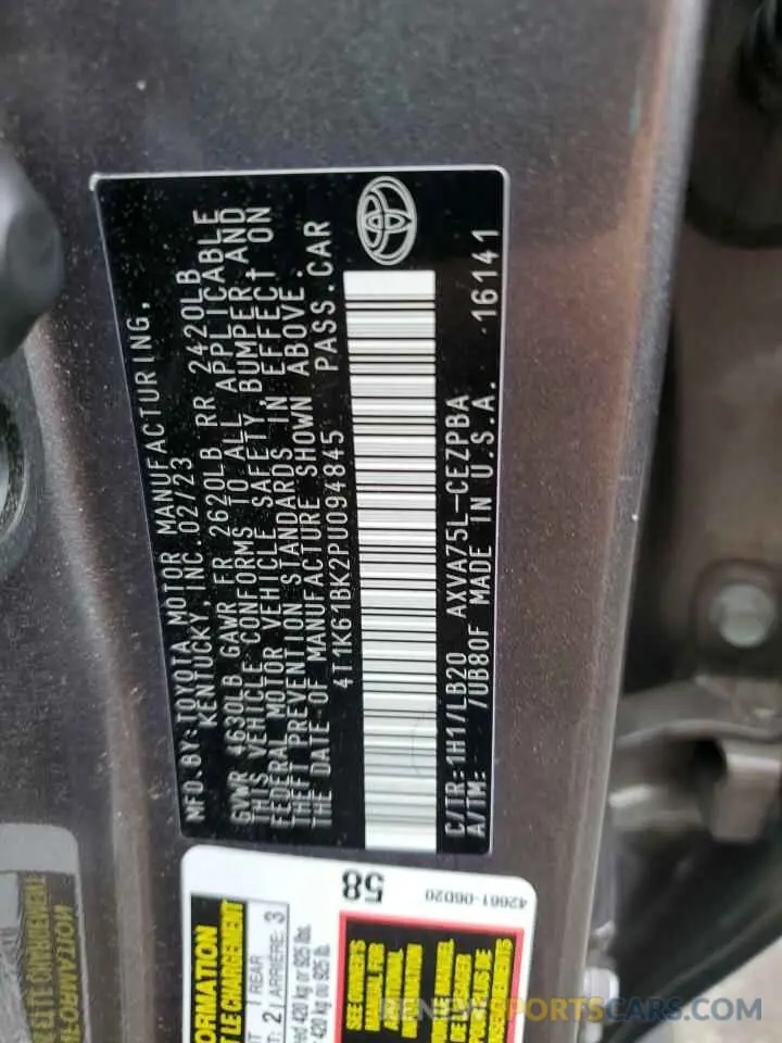 12 Photograph of a damaged car 4T1K61BK2PU094845 TOYOTA CAMRY 2023