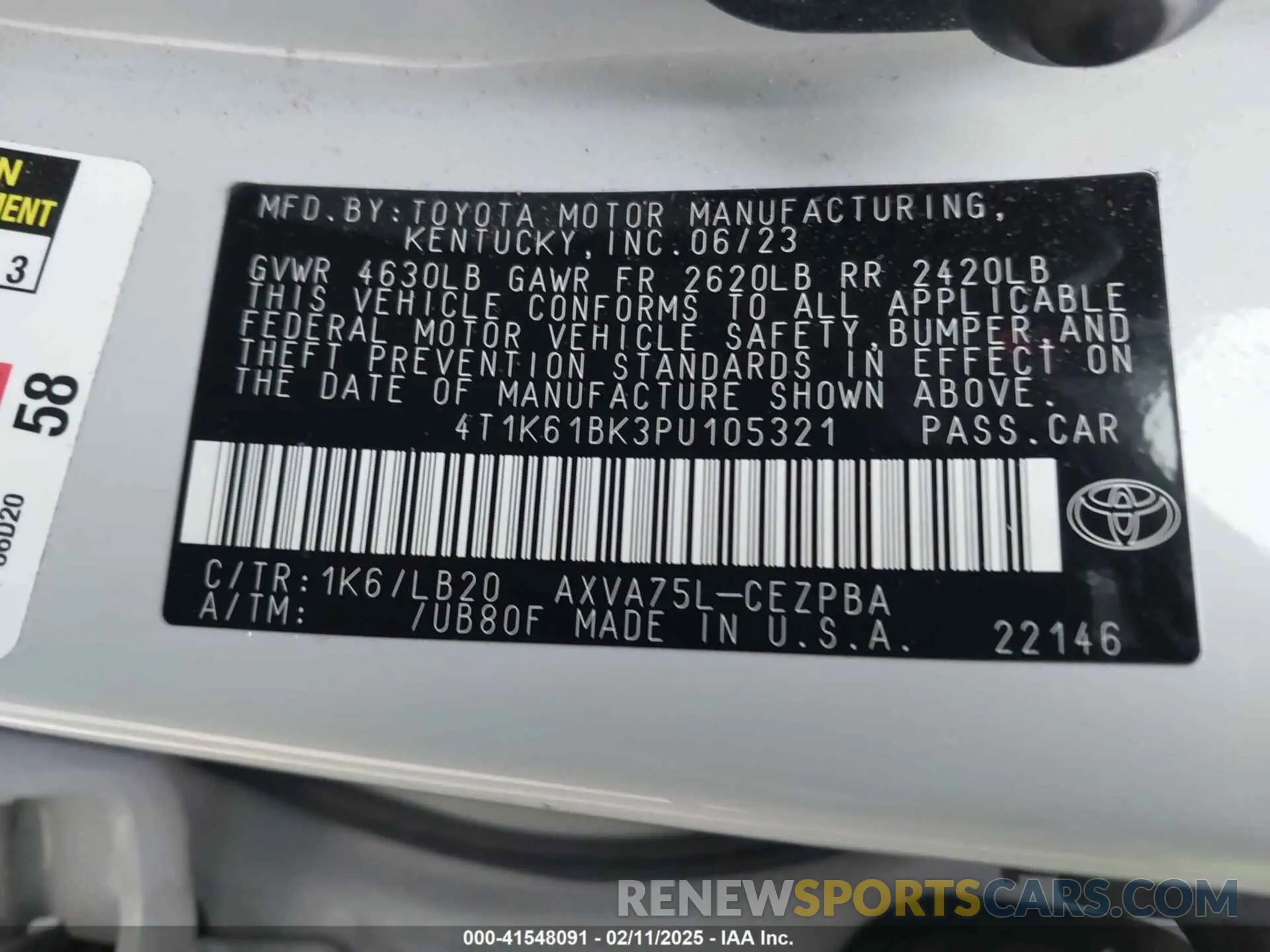 9 Фотография поврежденного автомобиля 4T1K61BK3PU105321 TOYOTA CAMRY 2023