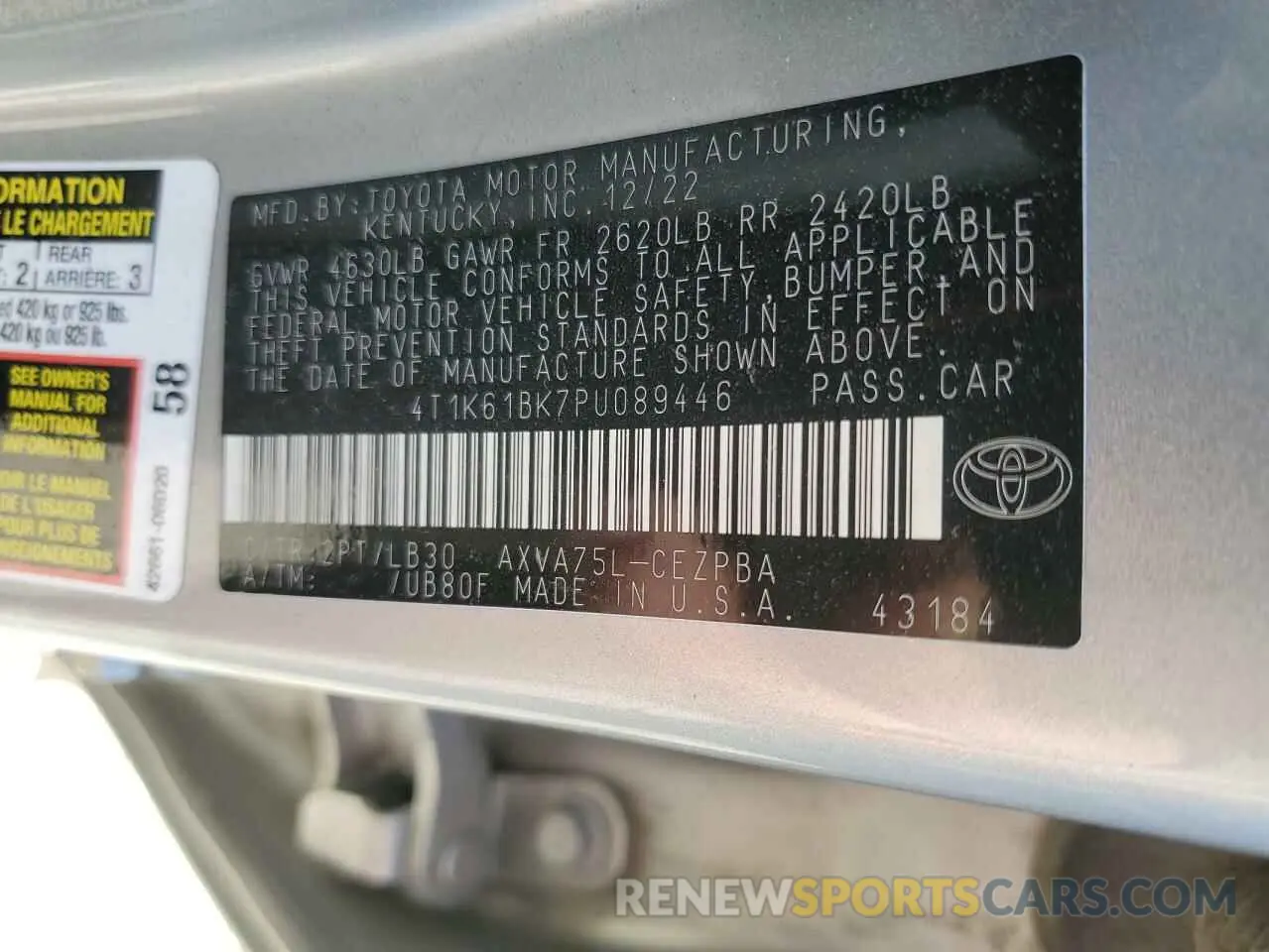 13 Фотография поврежденного автомобиля 4T1K61BK7PU089446 TOYOTA CAMRY 2023