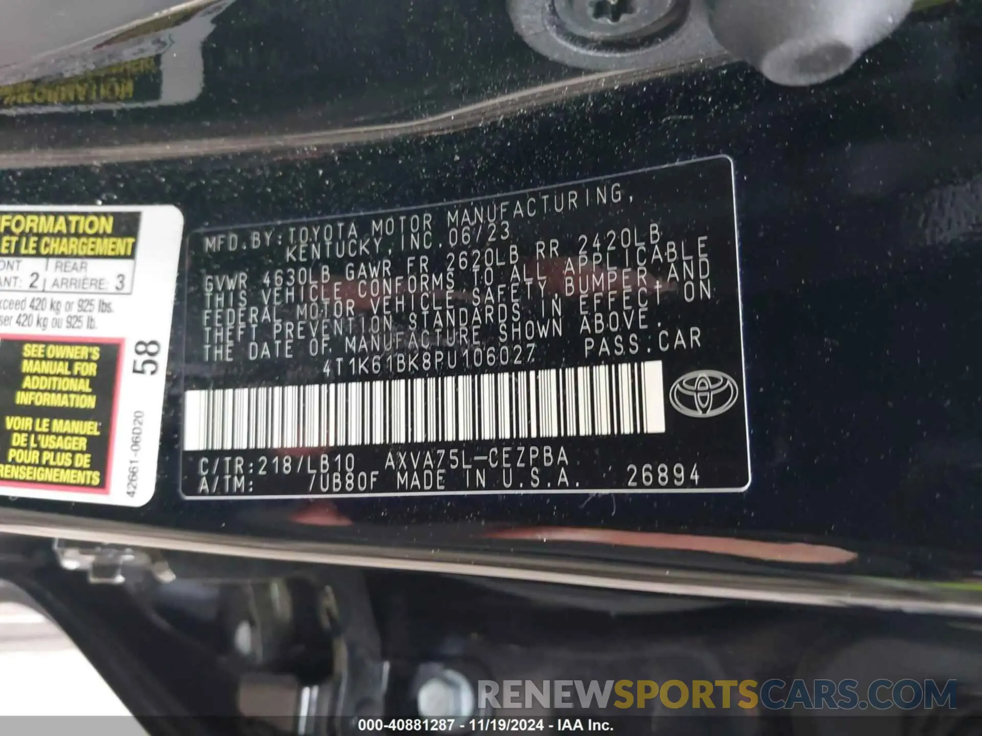 9 Photograph of a damaged car 4T1K61BK8PU106027 TOYOTA CAMRY 2023