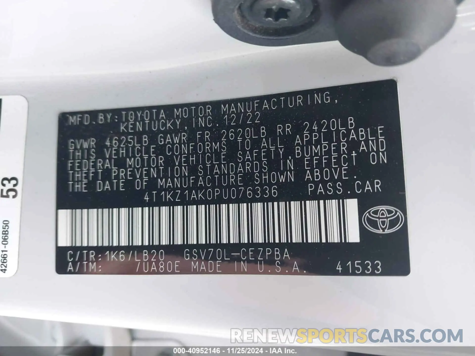 9 Фотография поврежденного автомобиля 4T1KZ1AK0PU076336 TOYOTA CAMRY 2023