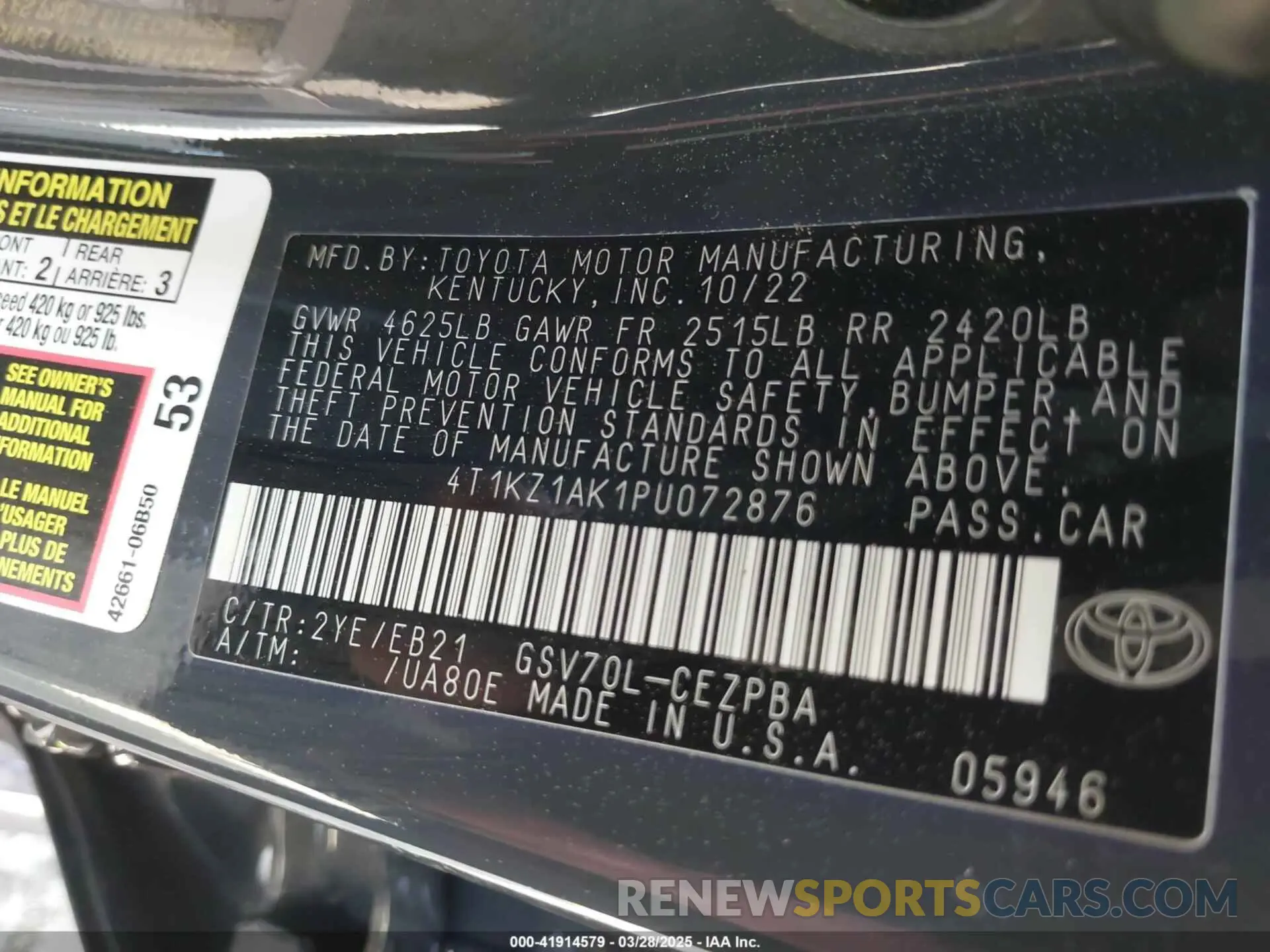 9 Фотография поврежденного автомобиля 4T1KZ1AK1PU072876 TOYOTA CAMRY 2023
