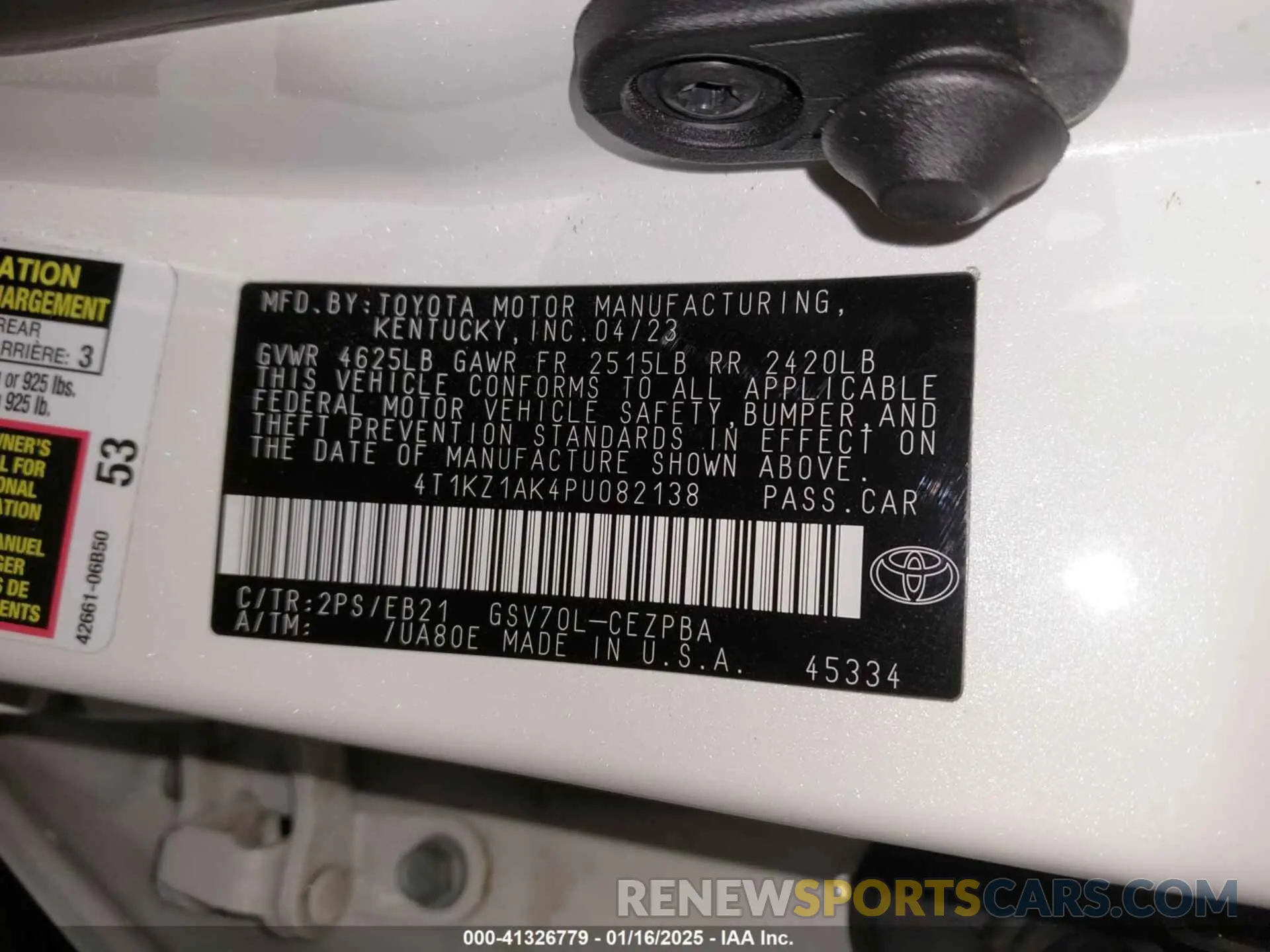 9 Фотография поврежденного автомобиля 4T1KZ1AK4PU082138 TOYOTA CAMRY 2023