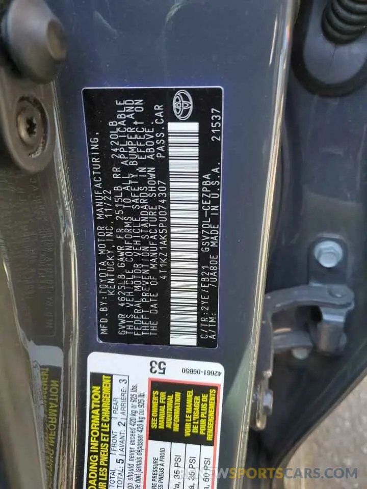 14 Photograph of a damaged car 4T1KZ1AK5PU074307 TOYOTA CAMRY 2023