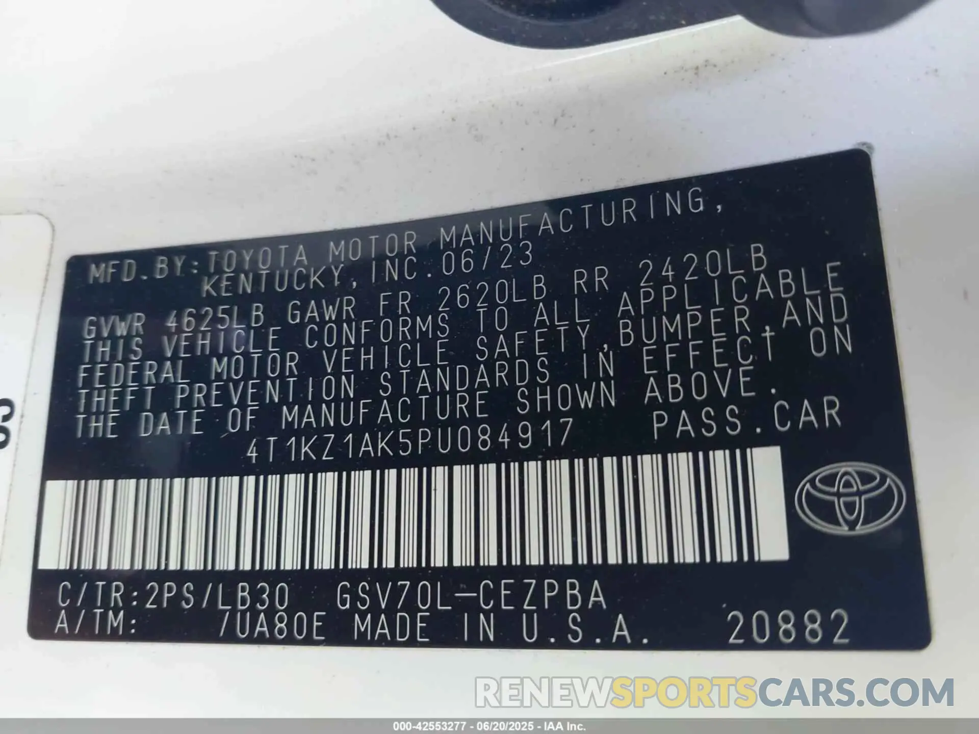 9 Photograph of a damaged car 4T1KZ1AK5PU084917 TOYOTA CAMRY 2023