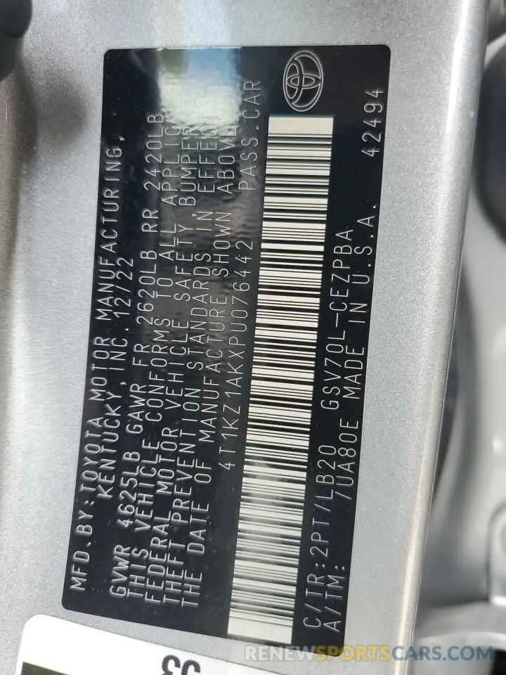 12 Фотография поврежденного автомобиля 4T1KZ1AKXPU076442 TOYOTA CAMRY 2023