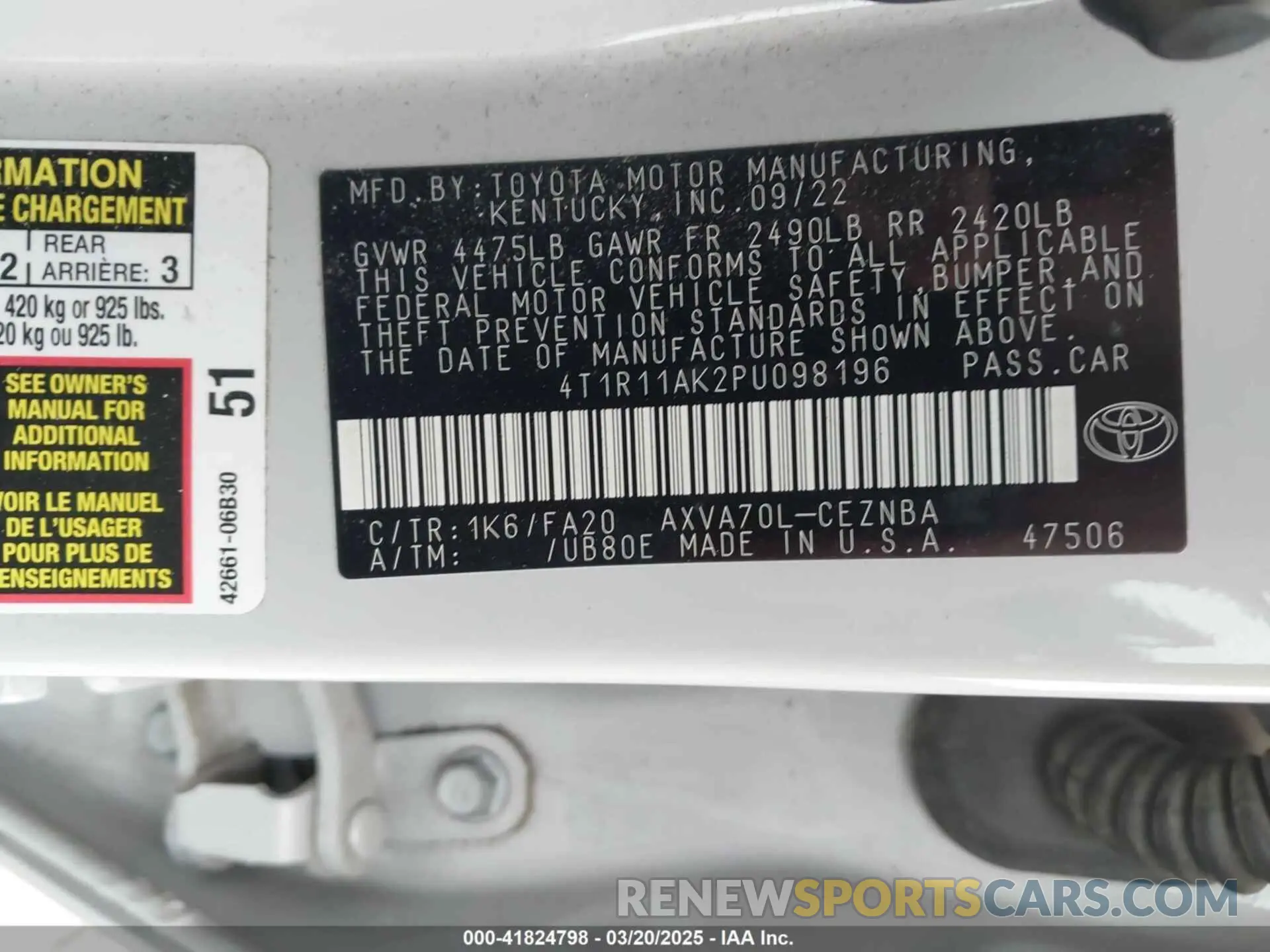 9 Фотография поврежденного автомобиля 4T1R11AK2PU098196 TOYOTA CAMRY 2023
