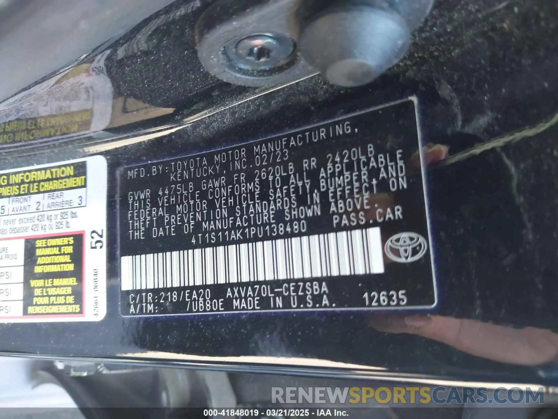 9 Photograph of a damaged car 4T1S11AK1PU138480 TOYOTA CAMRY 2023