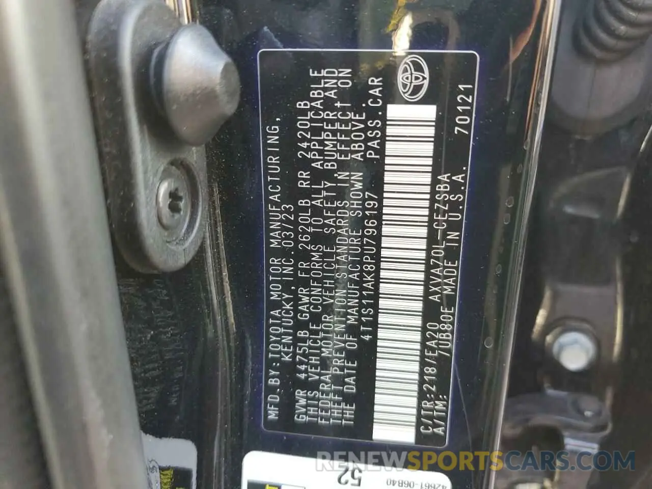 12 Photograph of a damaged car 4T1S11AK8PU796197 TOYOTA CAMRY 2023