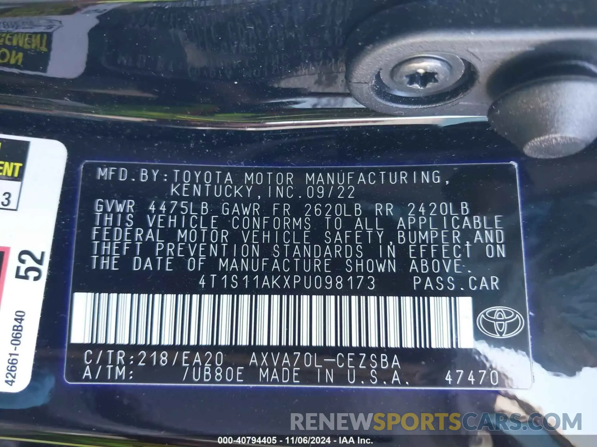 9 Фотография поврежденного автомобиля 4T1S11AKXPU098173 TOYOTA CAMRY 2023