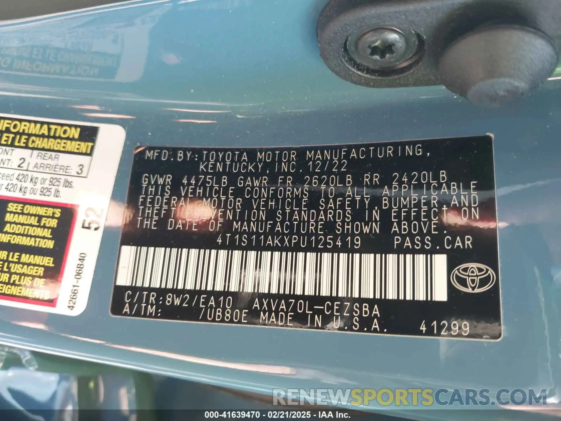 9 Photograph of a damaged car 4T1S11AKXPU125419 TOYOTA CAMRY 2023