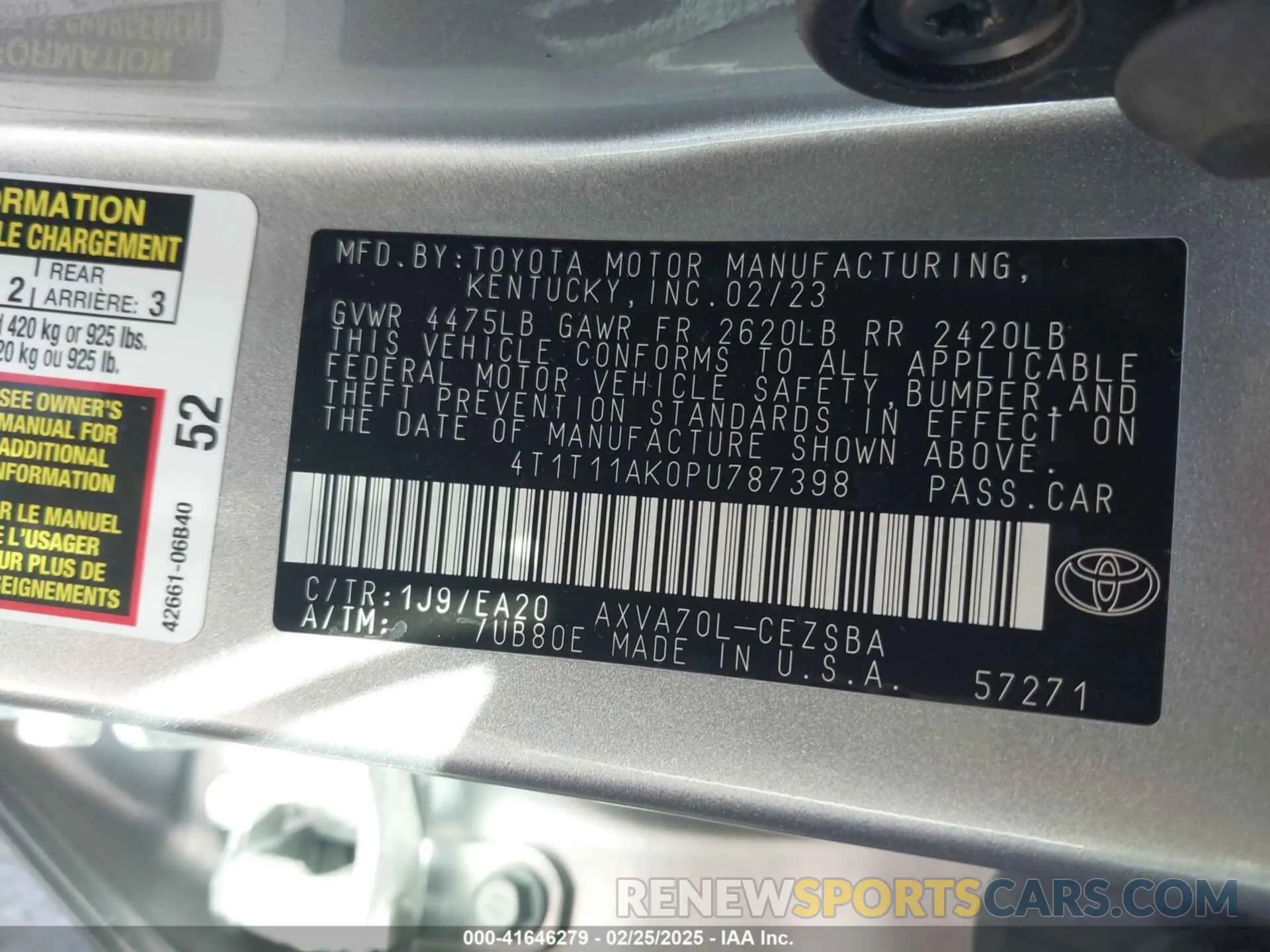 9 Photograph of a damaged car 4T1T11AK0PU787398 TOYOTA CAMRY 2023