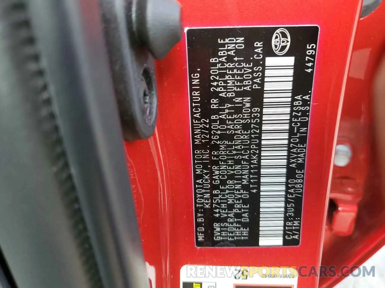 14 Фотография поврежденного автомобиля 4T1T11AK2PU127539 TOYOTA CAMRY 2023