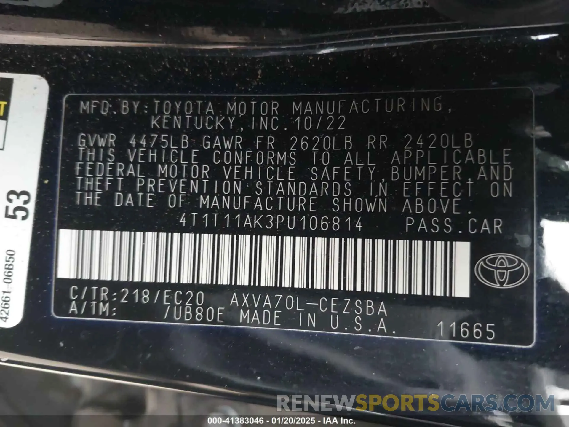 9 Фотография поврежденного автомобиля 4T1T11AK3PU106814 TOYOTA CAMRY 2023