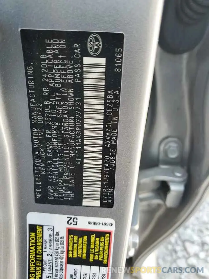 12 Фотография поврежденного автомобиля 4T1T11AK3PU727731 TOYOTA CAMRY 2023