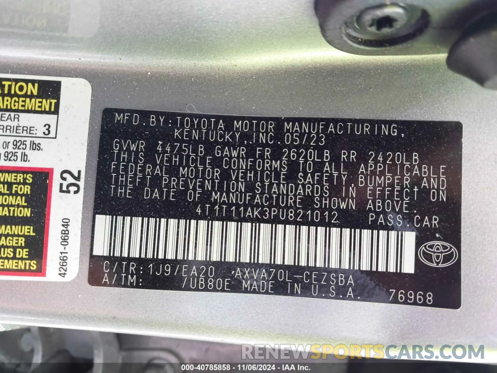 9 Фотография поврежденного автомобиля 4T1T11AK3PU821012 TOYOTA CAMRY 2023