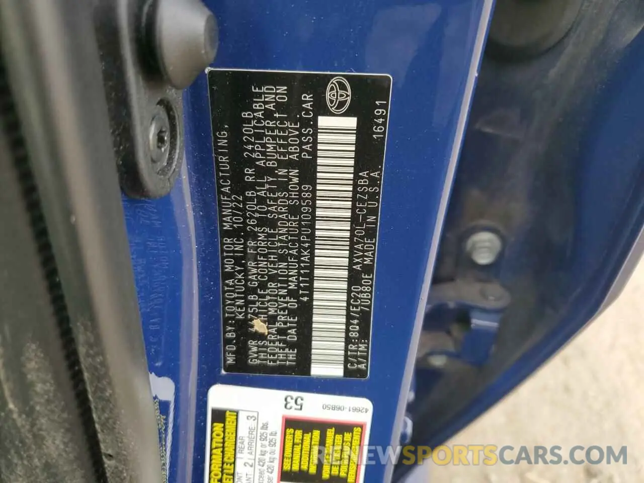 12 Photograph of a damaged car 4T1T11AK4PU109589 TOYOTA CAMRY 2023