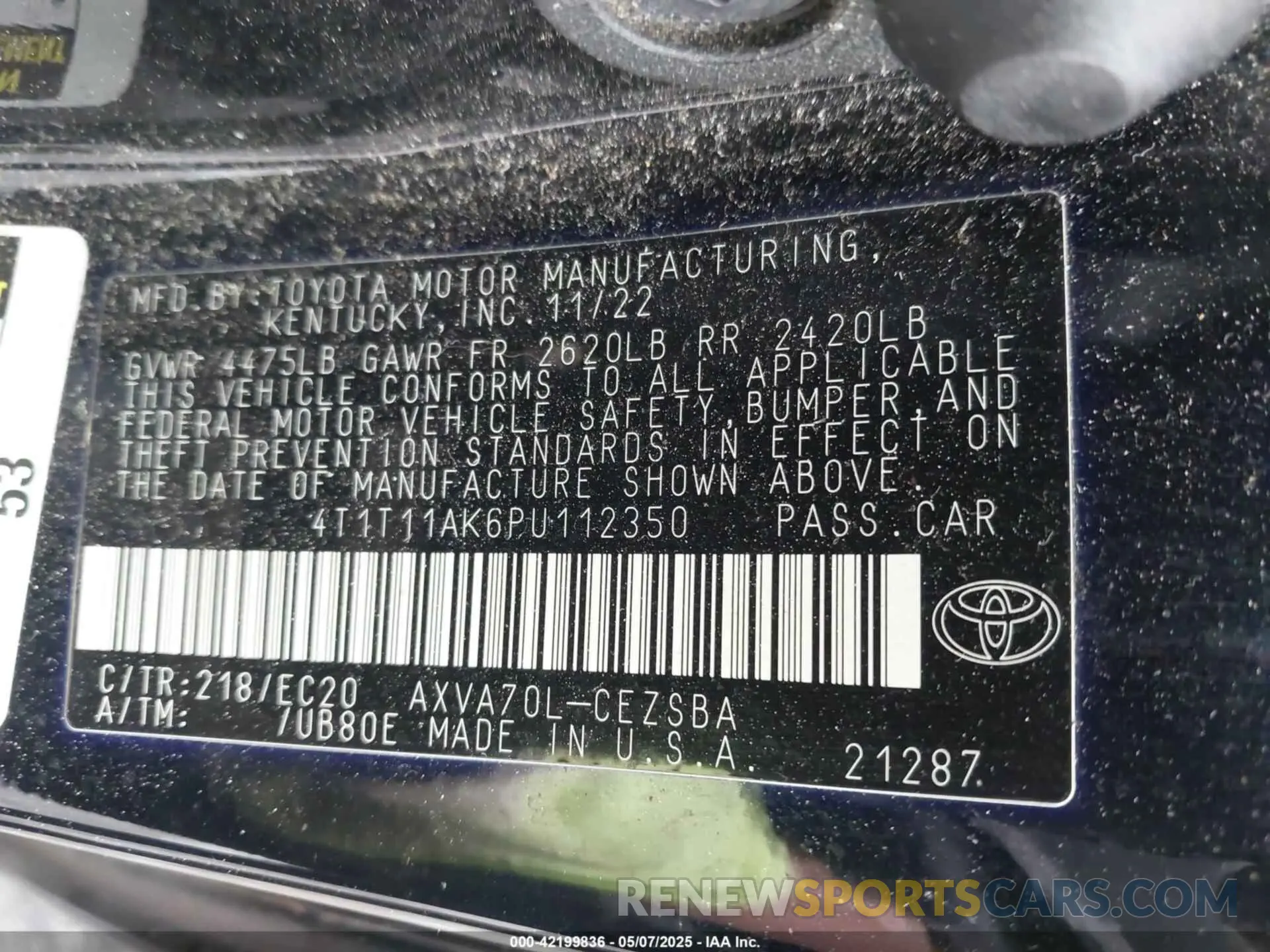 9 Фотография поврежденного автомобиля 4T1T11AK6PU112350 TOYOTA CAMRY 2023