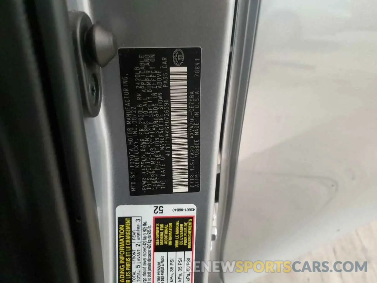 12 Photograph of a damaged car 4T1T11AK6PU726590 TOYOTA CAMRY 2023