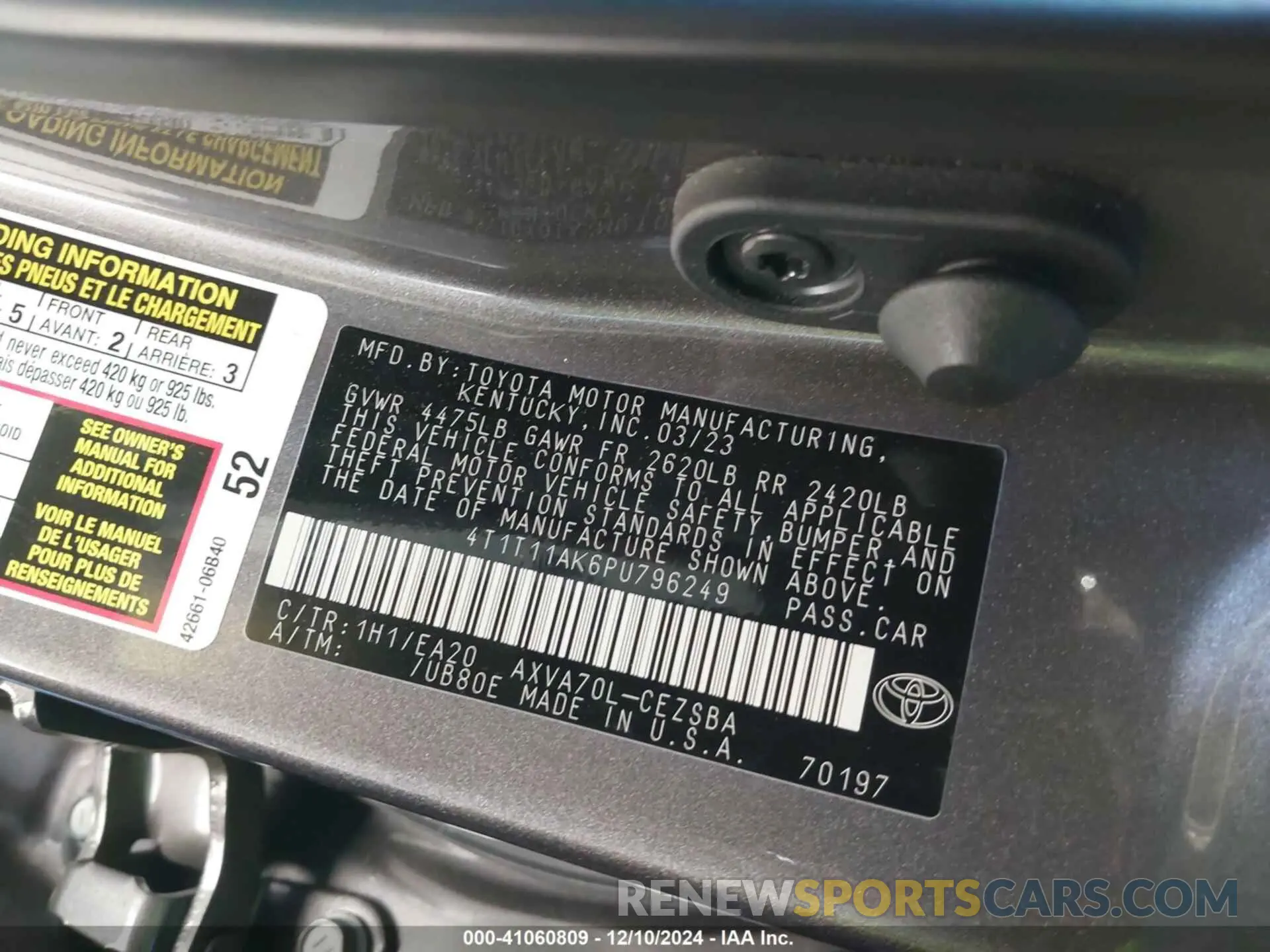 9 Фотография поврежденного автомобиля 4T1T11AK6PU796249 TOYOTA CAMRY 2023