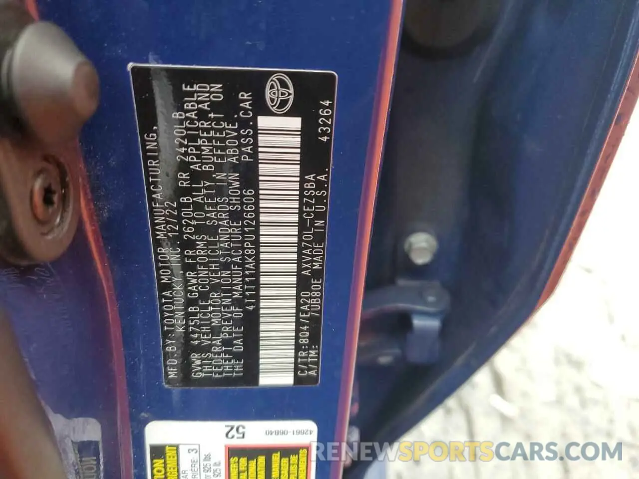 12 Фотография поврежденного автомобиля 4T1T11AK8PU126606 TOYOTA CAMRY 2023