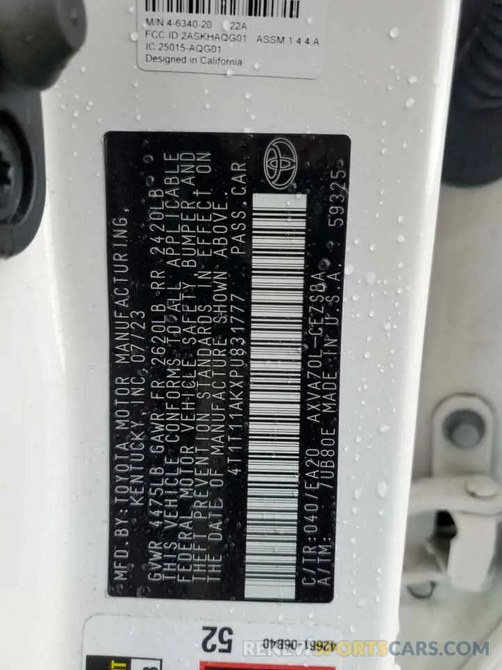 12 Фотография поврежденного автомобиля 4T1T11AKXPU831777 TOYOTA CAMRY 2023