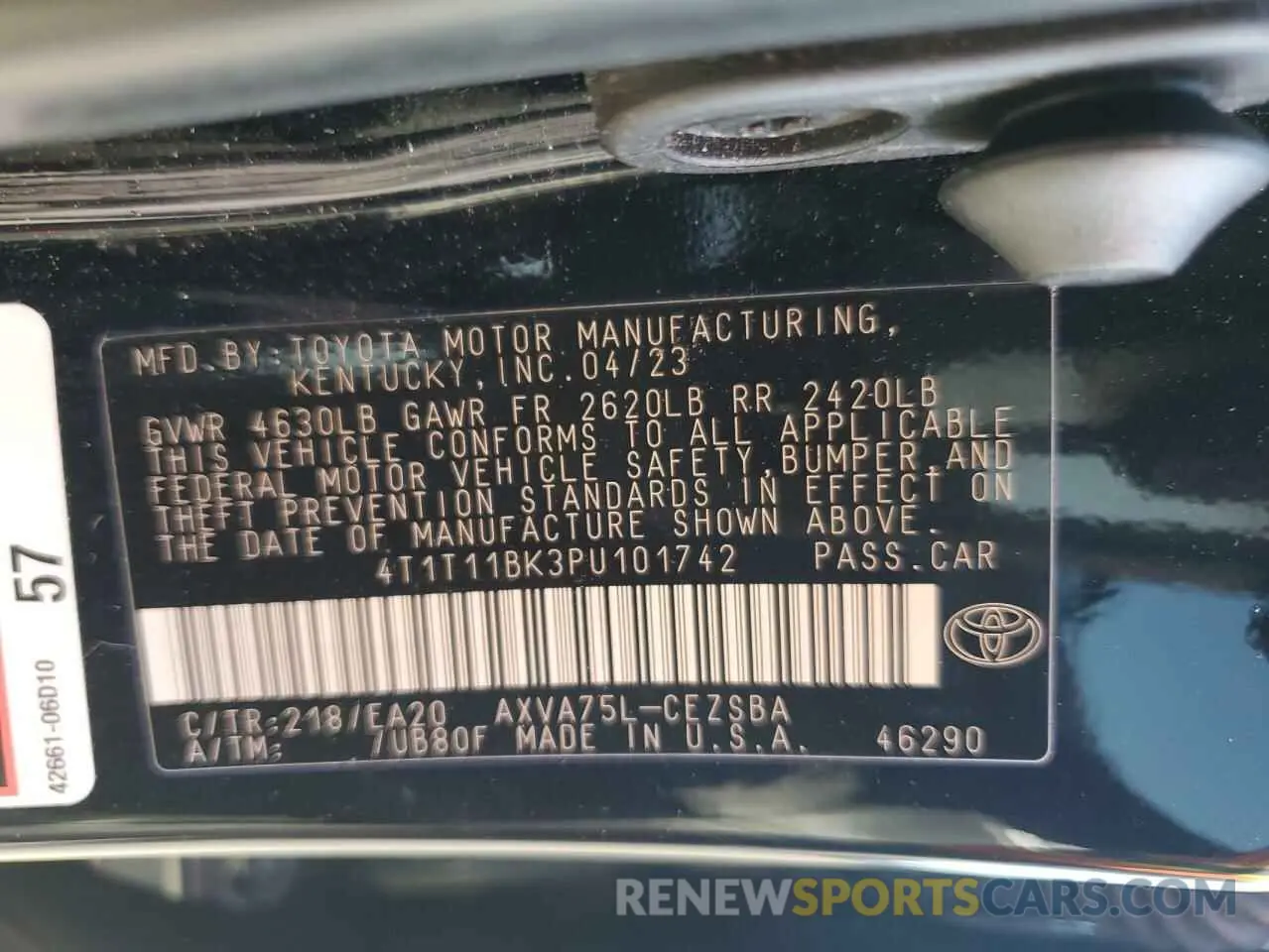 12 Фотография поврежденного автомобиля 4T1T11BK3PU101742 TOYOTA CAMRY 2023