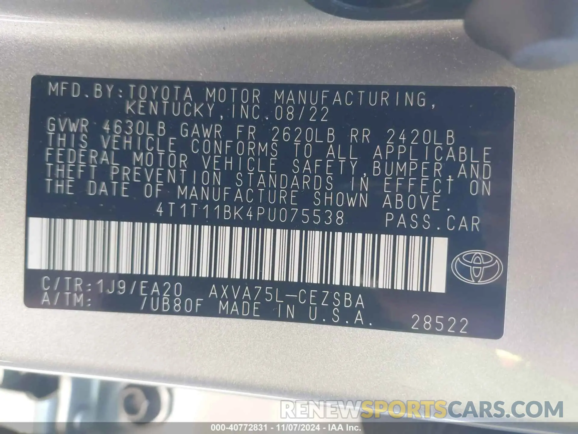 9 Фотография поврежденного автомобиля 4T1T11BK4PU075538 TOYOTA CAMRY 2023