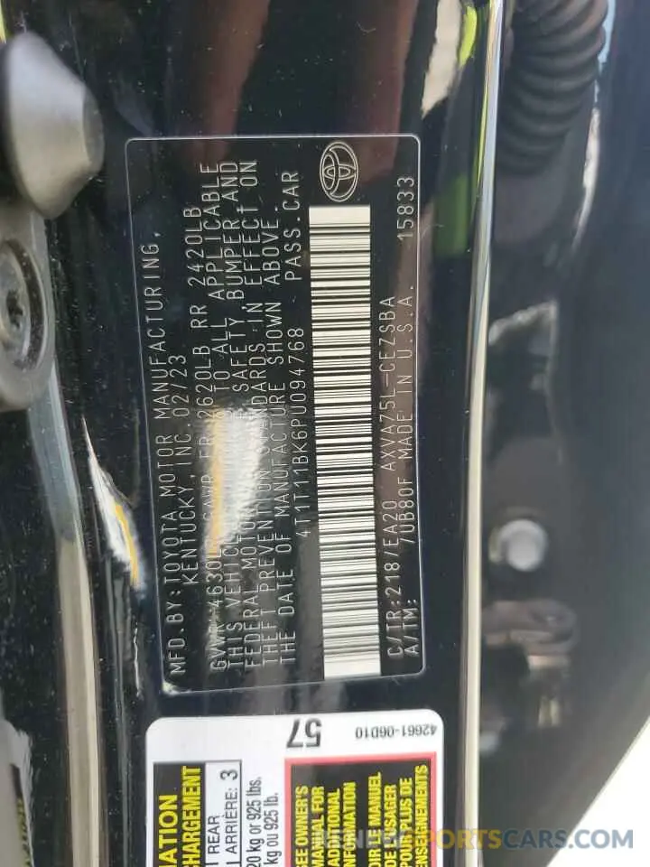 14 Фотография поврежденного автомобиля 4T1T11BK6PU094768 TOYOTA CAMRY 2023