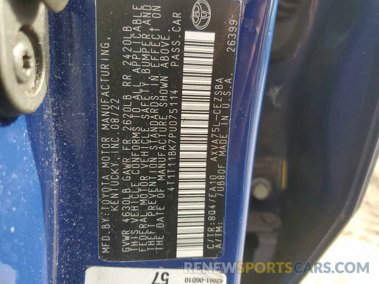12 Фотография поврежденного автомобиля 4T1T11BK7PU075114 TOYOTA CAMRY 2023