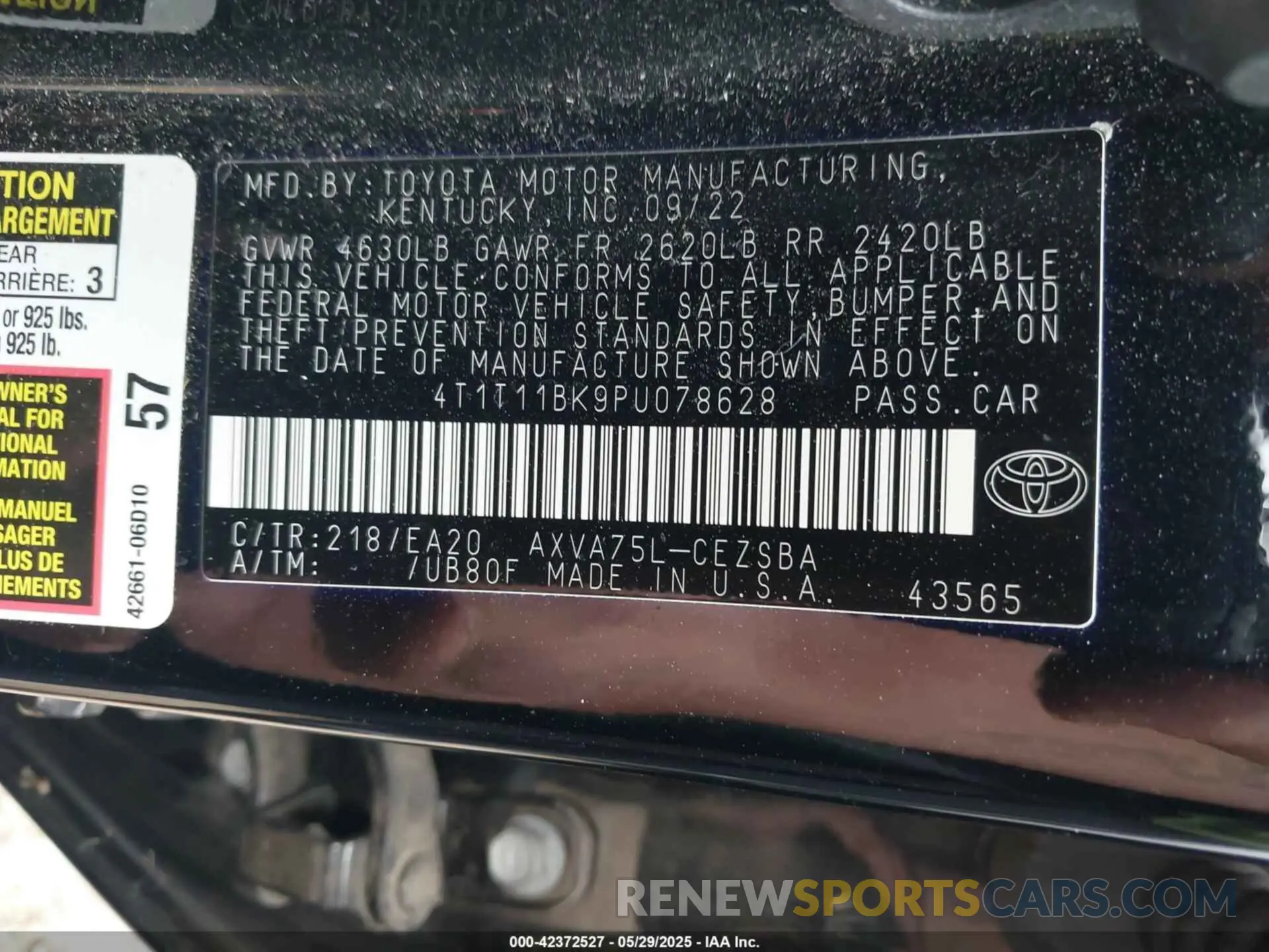 9 Photograph of a damaged car 4T1T11BK9PU078628 TOYOTA CAMRY 2023