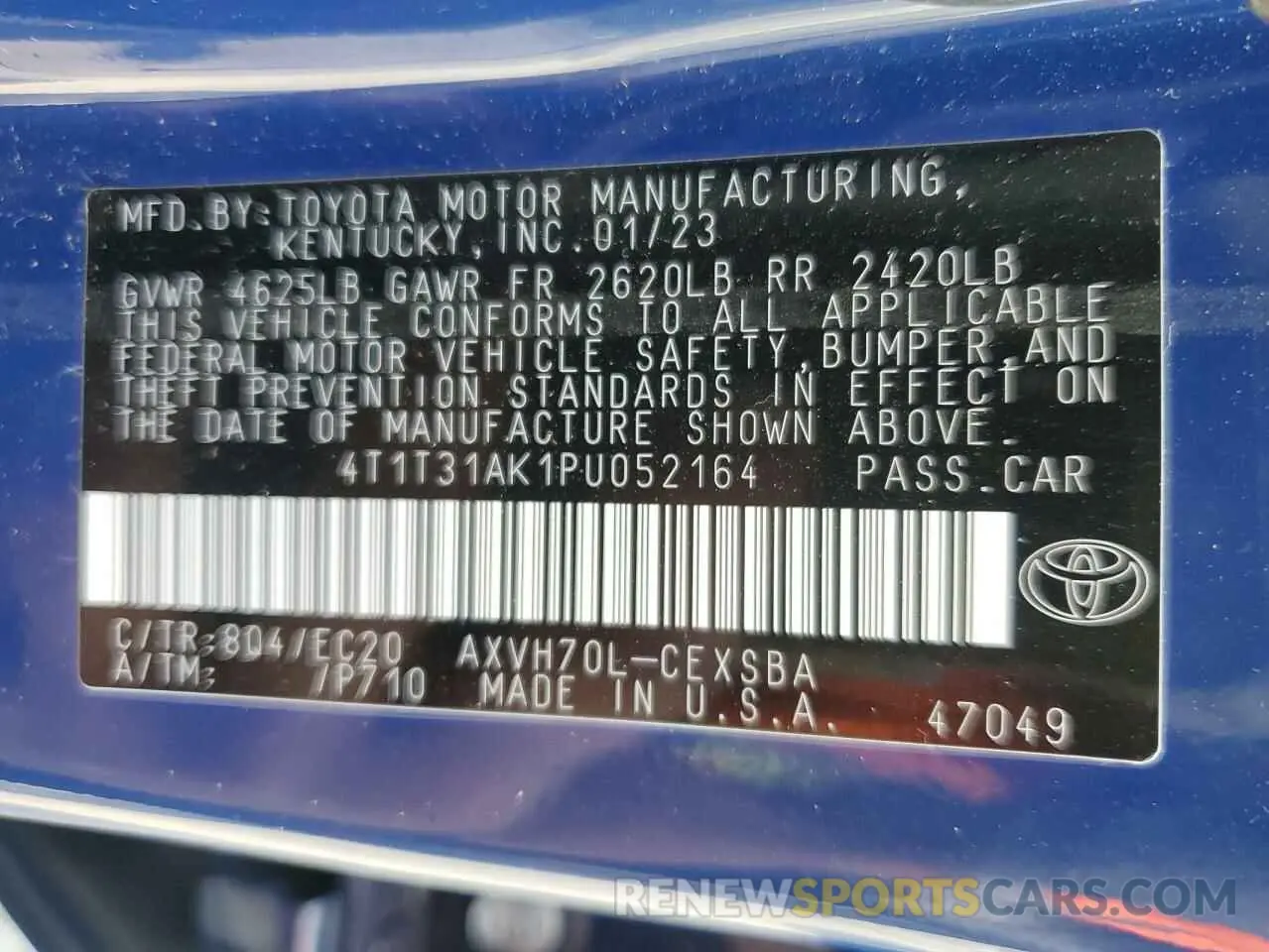 12 Фотография поврежденного автомобиля 4T1T31AK1PU052164 TOYOTA CAMRY 2023
