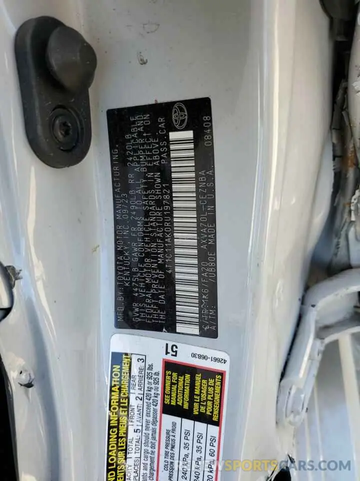 12 Photograph of a damaged car 4T1C11AK0RU197821 TOYOTA CAMRY 2024