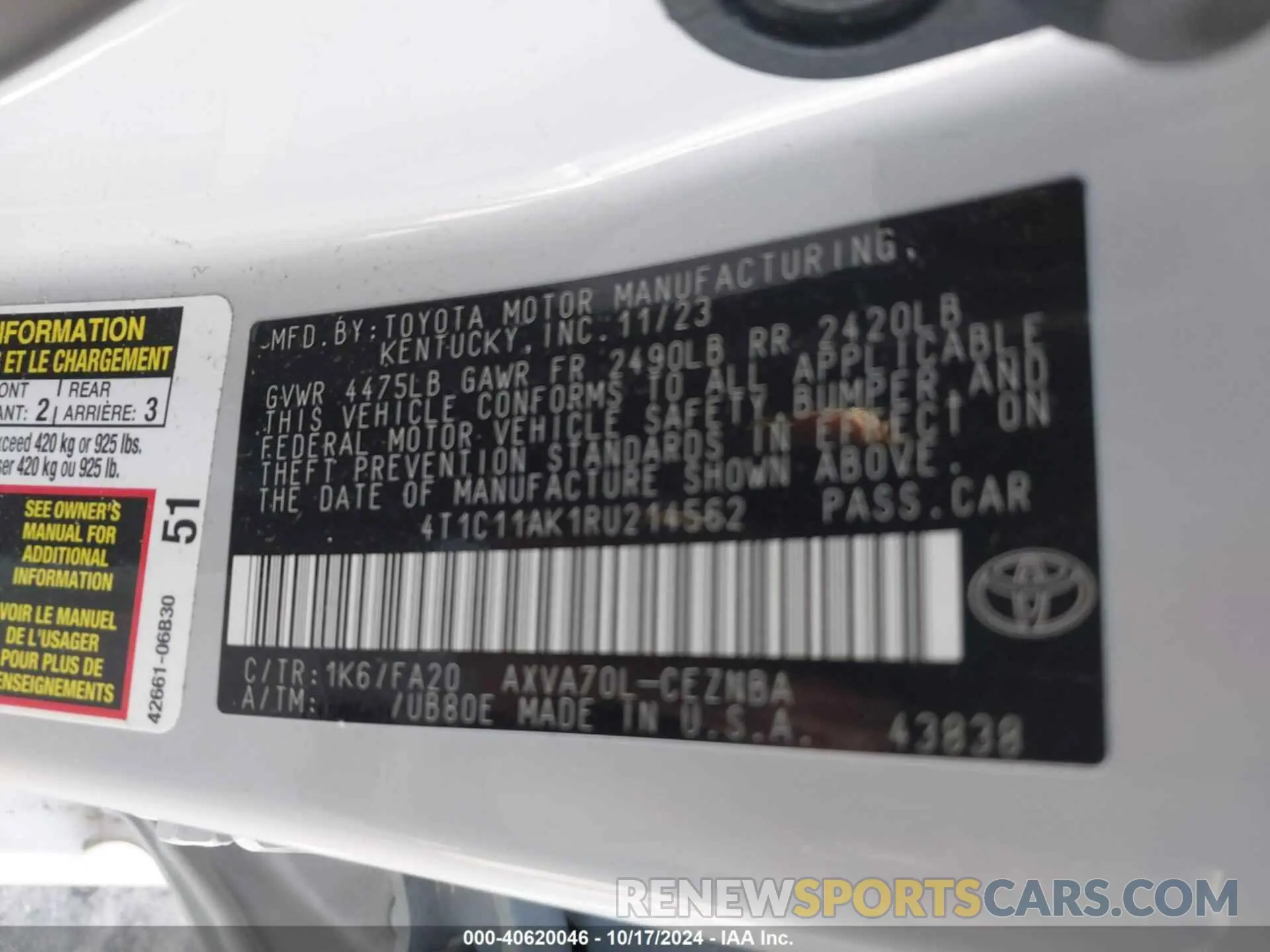 9 Фотография поврежденного автомобиля 4T1C11AK1RU214562 TOYOTA CAMRY 2024