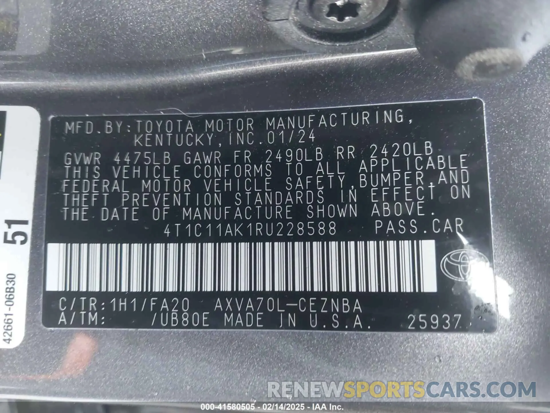 9 Photograph of a damaged car 4T1C11AK1RU228588 TOYOTA CAMRY 2024