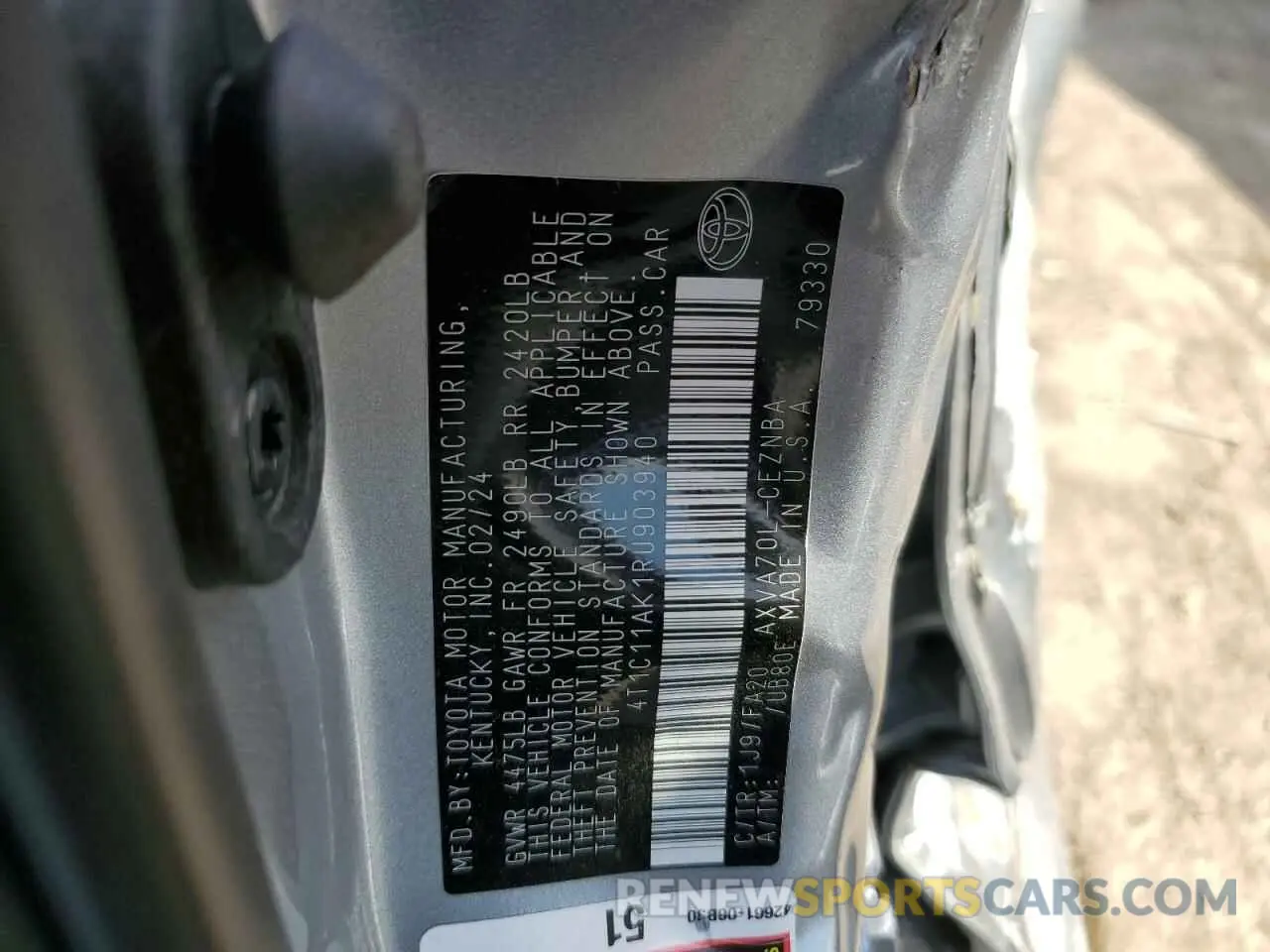 13 Photograph of a damaged car 4T1C11AK1RU903940 TOYOTA CAMRY 2024