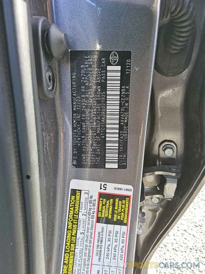 13 Photograph of a damaged car 4T1C11AK2RU221925 TOYOTA CAMRY 2024