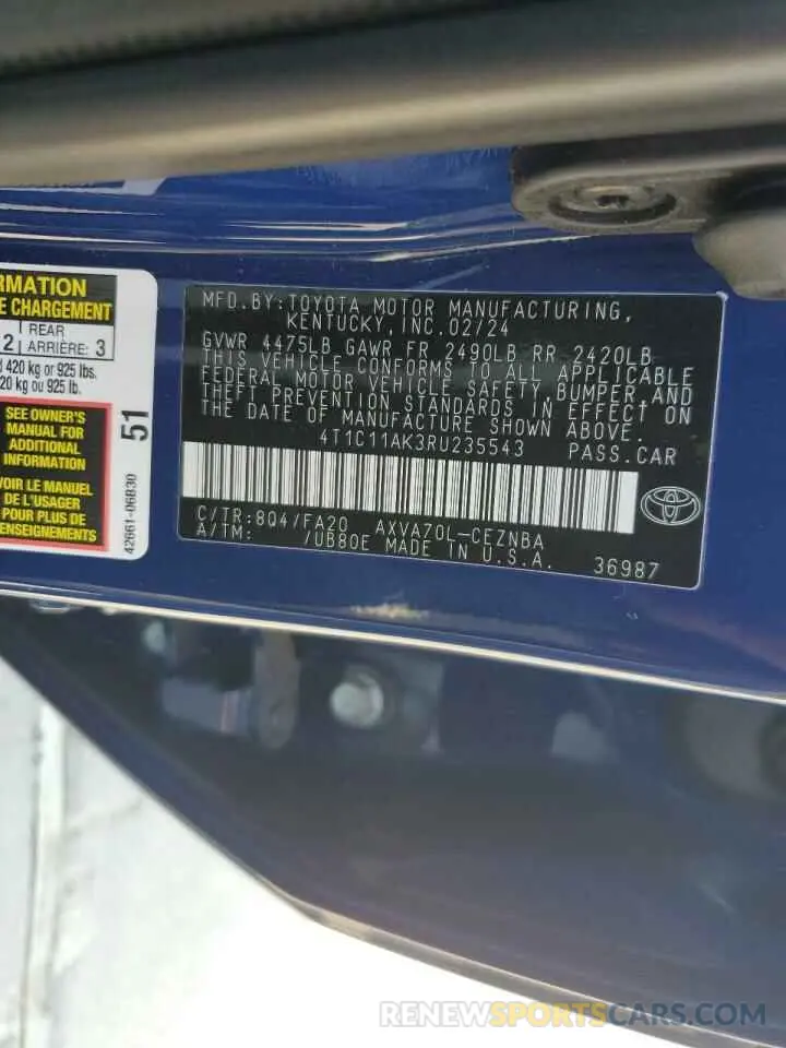12 Фотография поврежденного автомобиля 4T1C11AK3RU235543 TOYOTA CAMRY 2024
