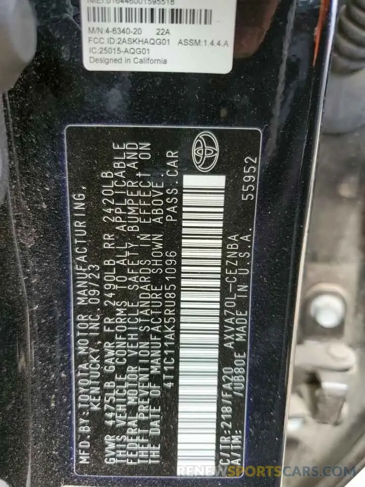 12 Фотография поврежденного автомобиля 4T1C11AK5RU851096 TOYOTA CAMRY 2024
