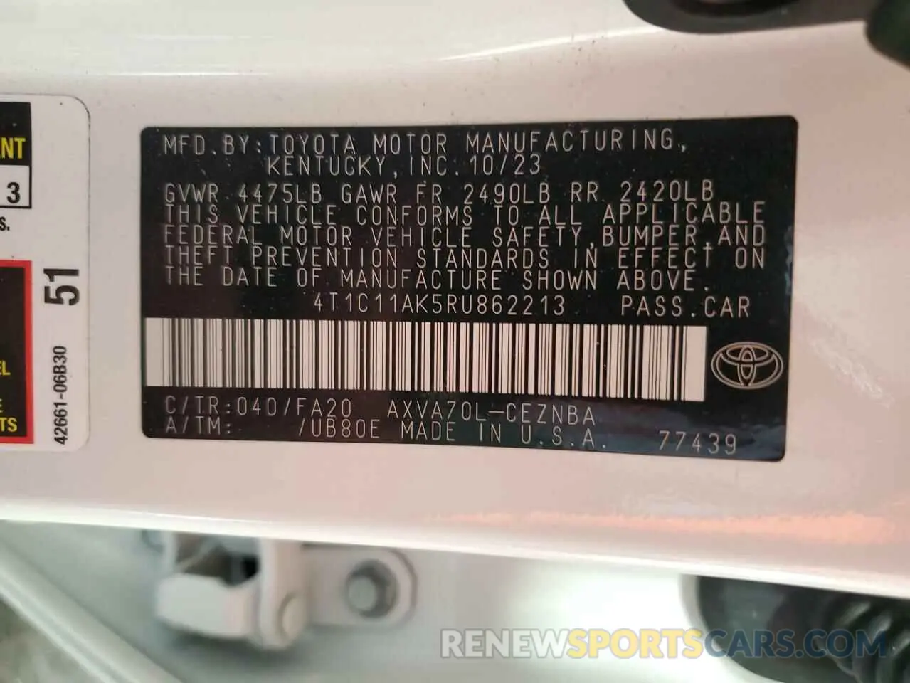 12 Фотография поврежденного автомобиля 4T1C11AK5RU862213 TOYOTA CAMRY 2024