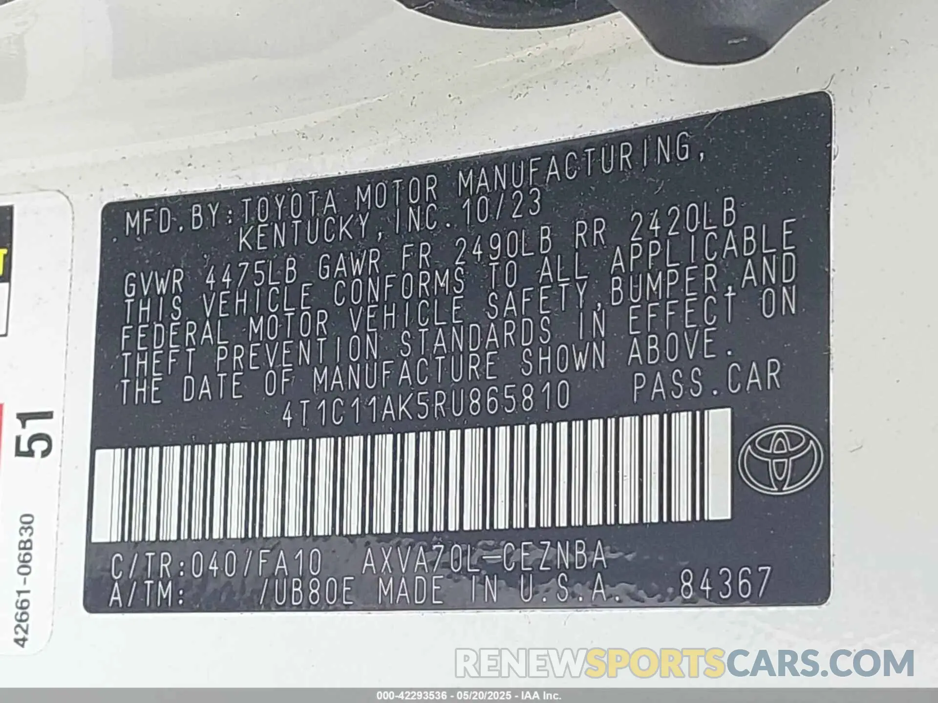 9 Фотография поврежденного автомобиля 4T1C11AK5RU865810 TOYOTA CAMRY 2024