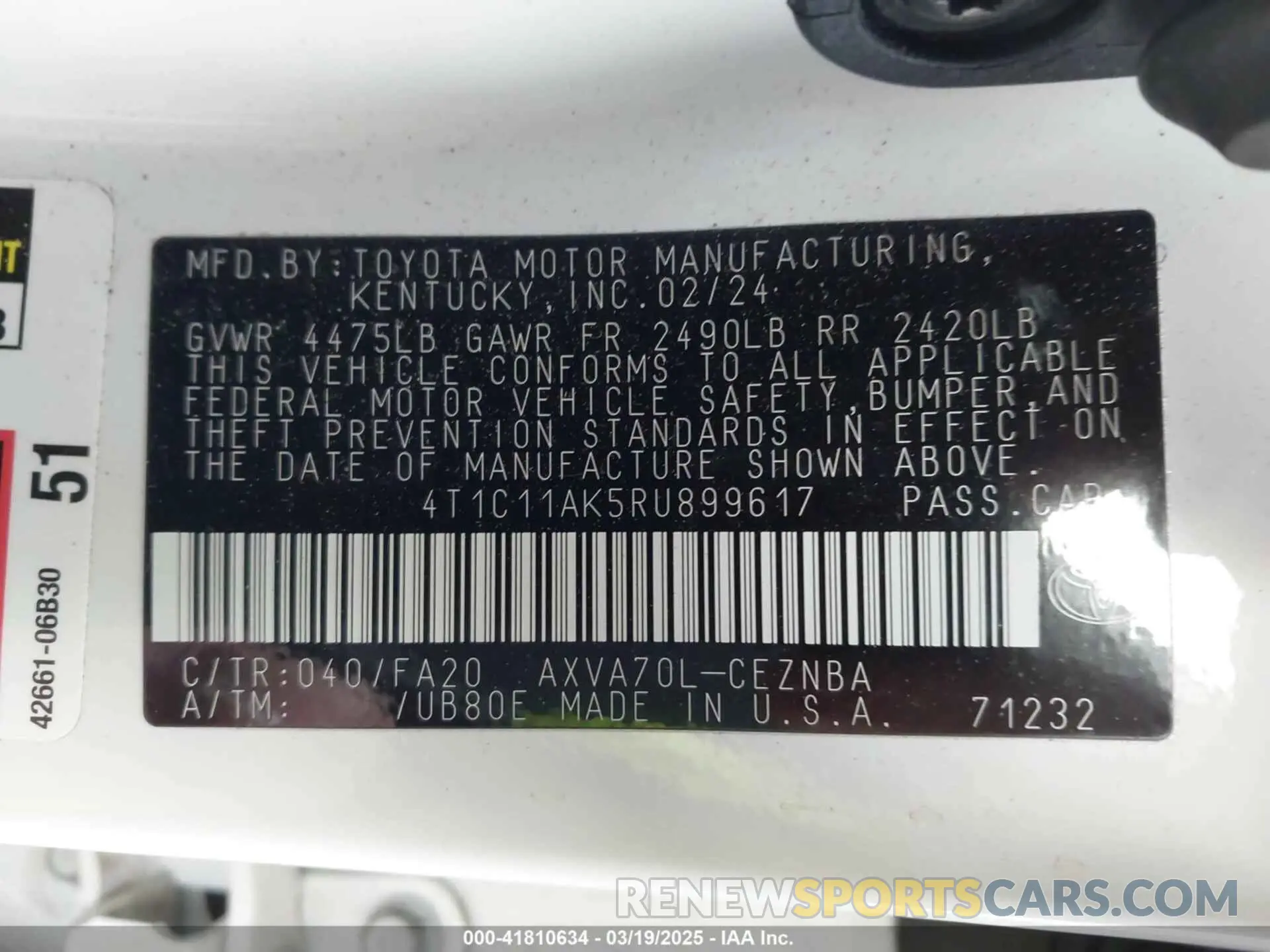 9 Photograph of a damaged car 4T1C11AK5RU899617 TOYOTA CAMRY 2024