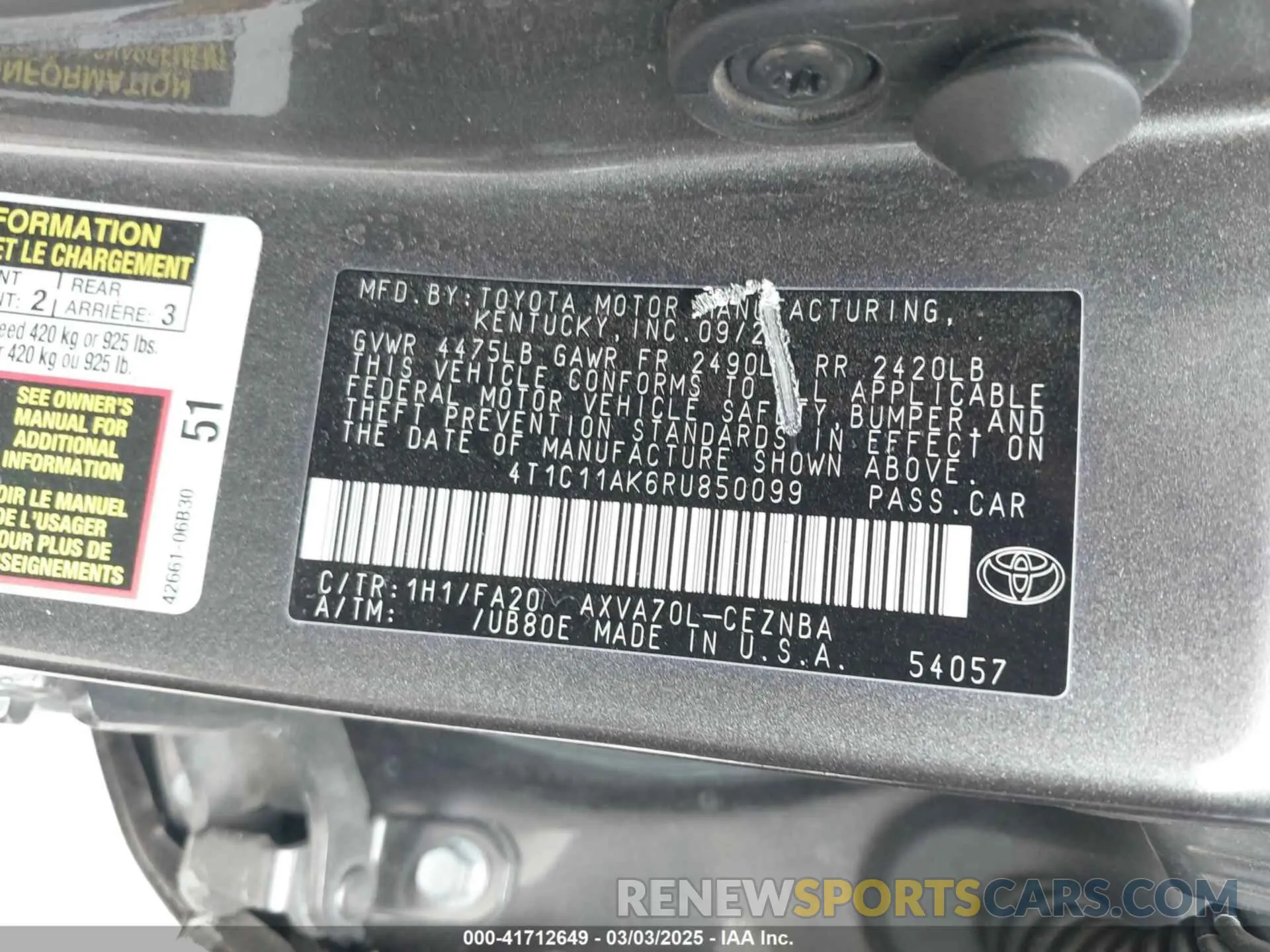 9 Photograph of a damaged car 4T1C11AK6RU850099 TOYOTA CAMRY 2024