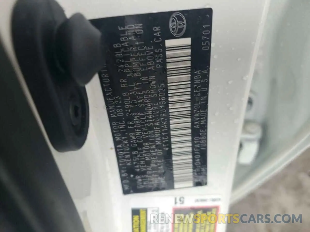 12 Photograph of a damaged car 4T1C11AK7RU196035 TOYOTA CAMRY 2024